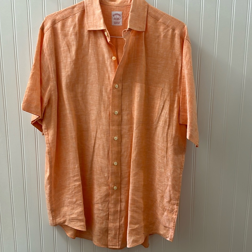 Brooks Brothers Linen shirt orange size Large